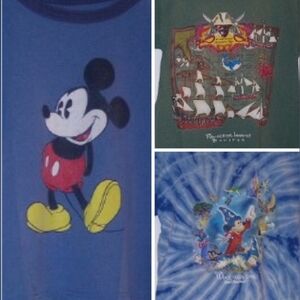 Disney 2 Mickey Mouse 1 Pirates Tshirts Kids sz XS Sm Tye Dye Blue Green